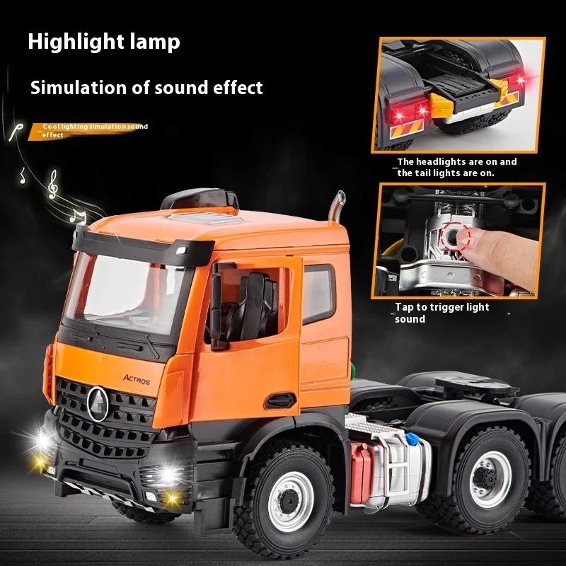 AATJ1 1:24 Mercedes Benz Actros Tractor Atania Semi Trailer Truck Alloy Metal Diecast Model Car Sound & Light Collecting Hobbies Gifts
