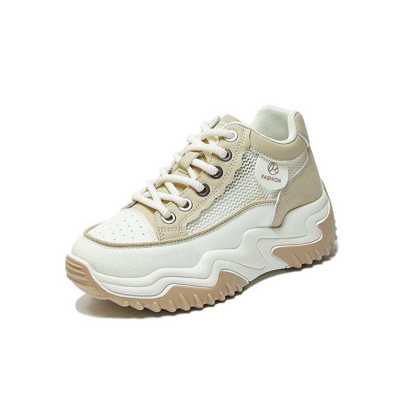 Весна и лето Новые белые туфли с толстой подошвой, увеличивающей рост стелькой, туфли для папы, сетчатые, дышащие, классический стиль, универсальная женская обувь