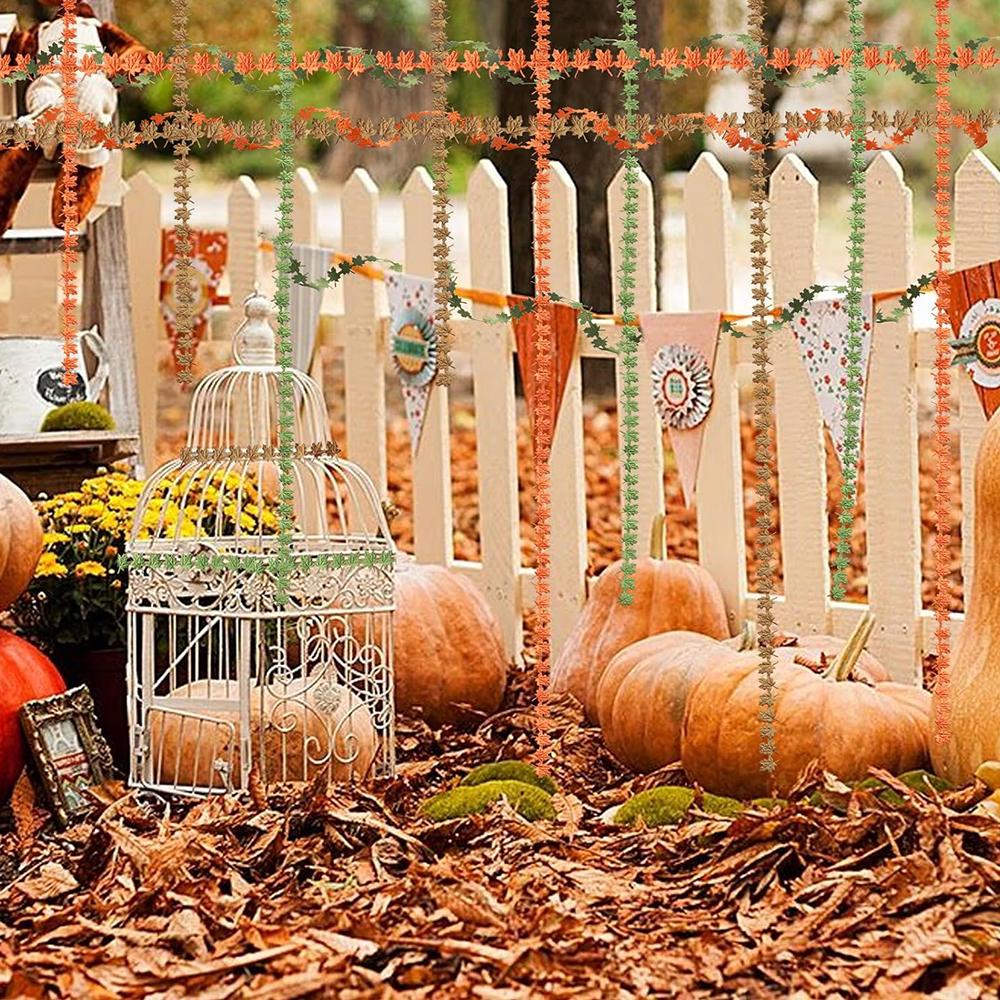 3 Rolls 15 Yards Fall Ribbons Leaf Shape Craft Ribbons Trim For Gift Wrapping