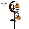 Festive Yard Decorations for Parties Solar Halloween White Ghost Pumpkin Moon Garden Stake Light, Waterproof LED Holiday Seasonal Lawn
