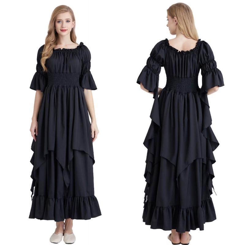 Halloween Costume Vintage Gothic Medieval Renaissance Corset Long Dress Cosplay