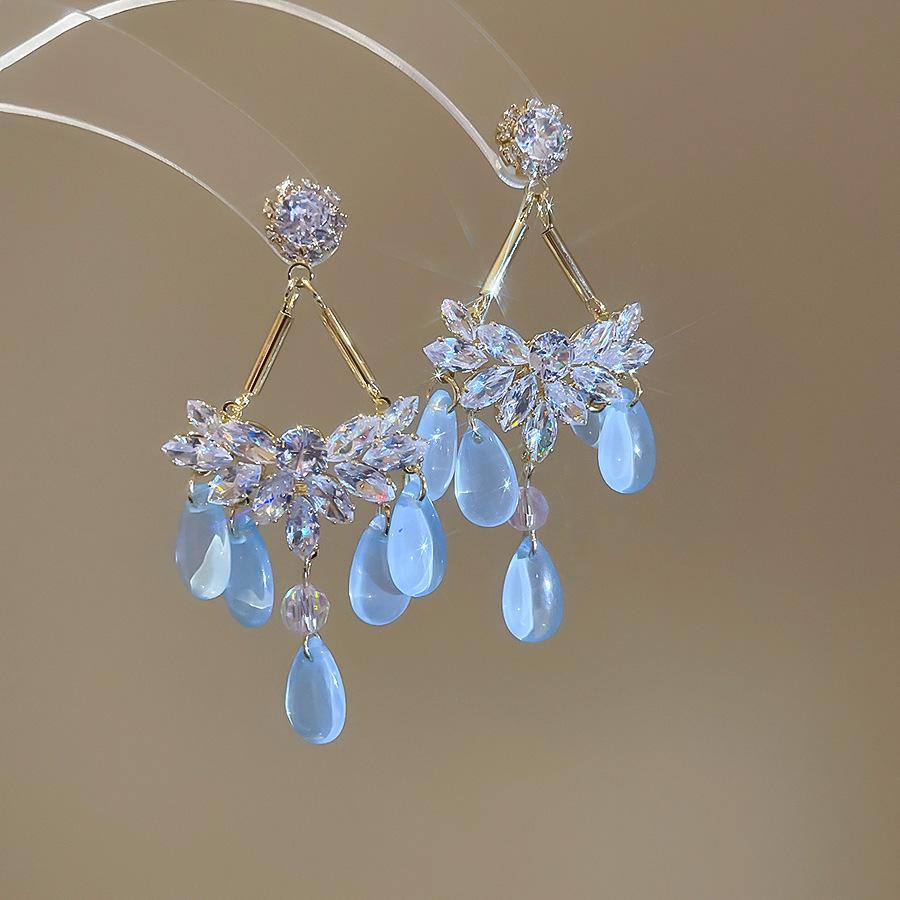 Серьги с кисточками в виде цветов из шифона "Серебряная игла", Милый стиль Мори, Дофаминовый тренд, Универсальные женские серьги