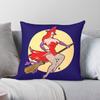 Pinup Witch Halloween Square Pillowcase Polyester Linen Velvet Pattern Zip Decorative Pillow Case Bed Cushion Case