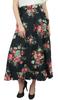 Women's Black Skirt Floral Printed Self Belt Cotton Ruffled Wrap