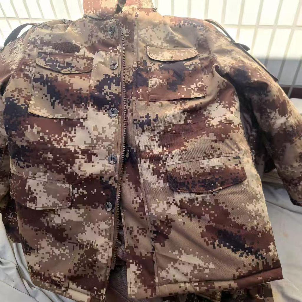 Men's Waterproof Camouflage Cotton Jacket, Anti-Cold, Detachable, Mid-Length, Long Sleeve