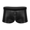 Men's Sexy Underwear Panties Faux Leather Underpants Male's Bulge Pouch Low Rise Boxer Briefs Shorts