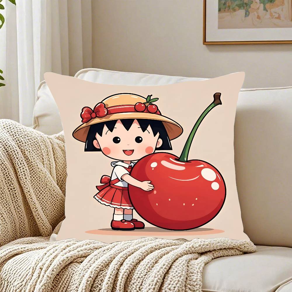 Cherry Maruko-Chan Pillow Case Pattern Printed Pillowcase For Living Room Sofa Cushion Cover & Bedroom Decor