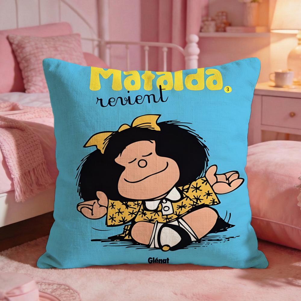 MMafaldaS Cute Cartoon Cushion Cover Premium Comfort Reversible Pillow Cove Two In One Design For Any Room Car Interior