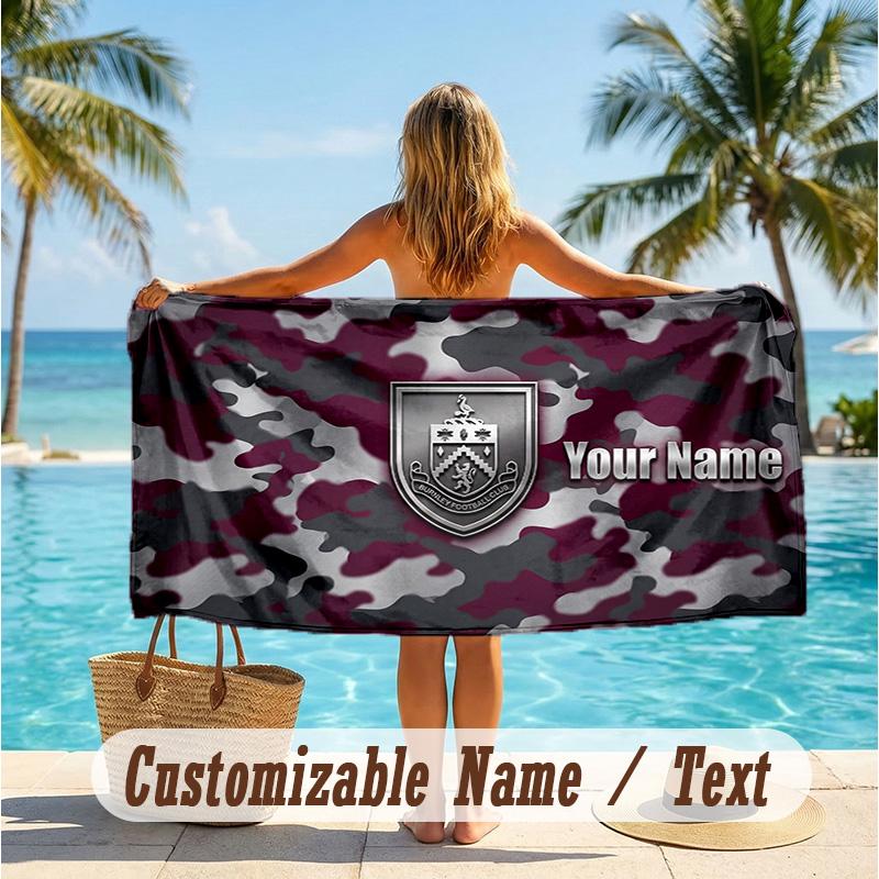 Custom Text Beach Towel, Soft Absorbent Swimming Multi-use TowelBurnley Football