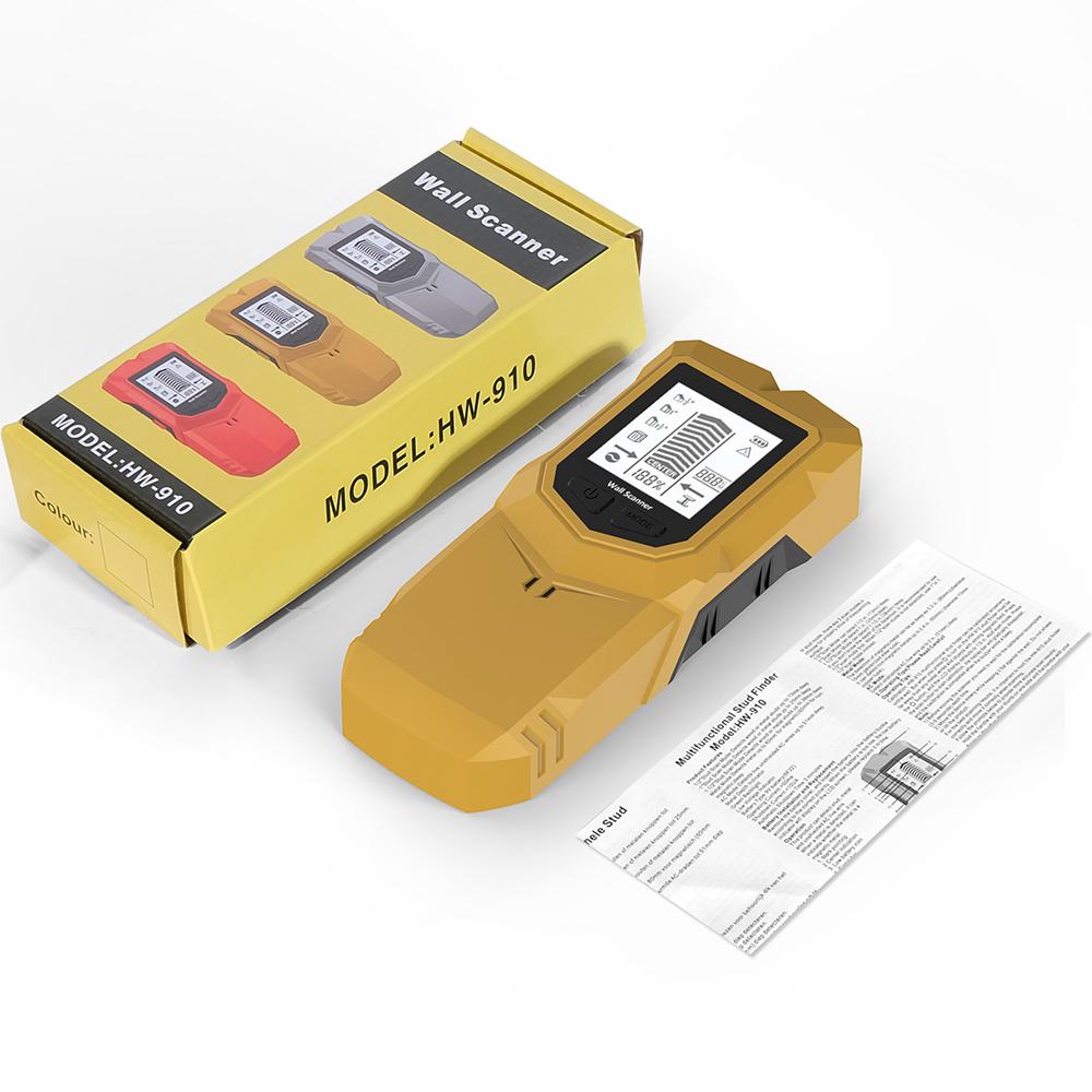 Многофункциональный настенный детектор HW-910, Детектор проводов переменного тока, Кабельный детектор, Трекер глубины, Настенный металлоискатель, Детектор дерева