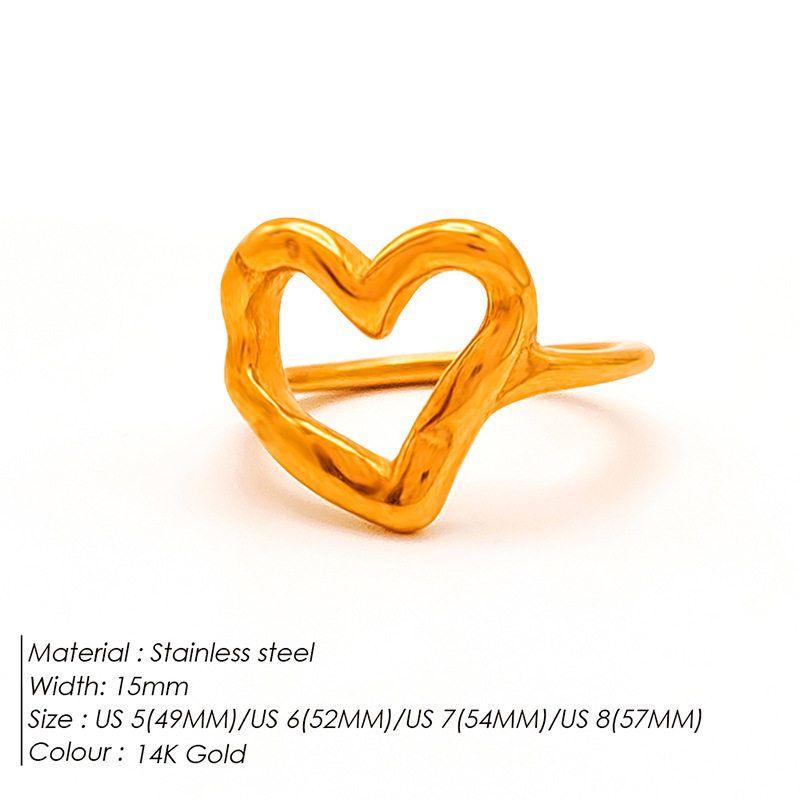 Emanco Fashion Niche Style Ins Style 18K Gold Titanium Steel Ring for Women Cut Out Shaped Heart Ring Rings
