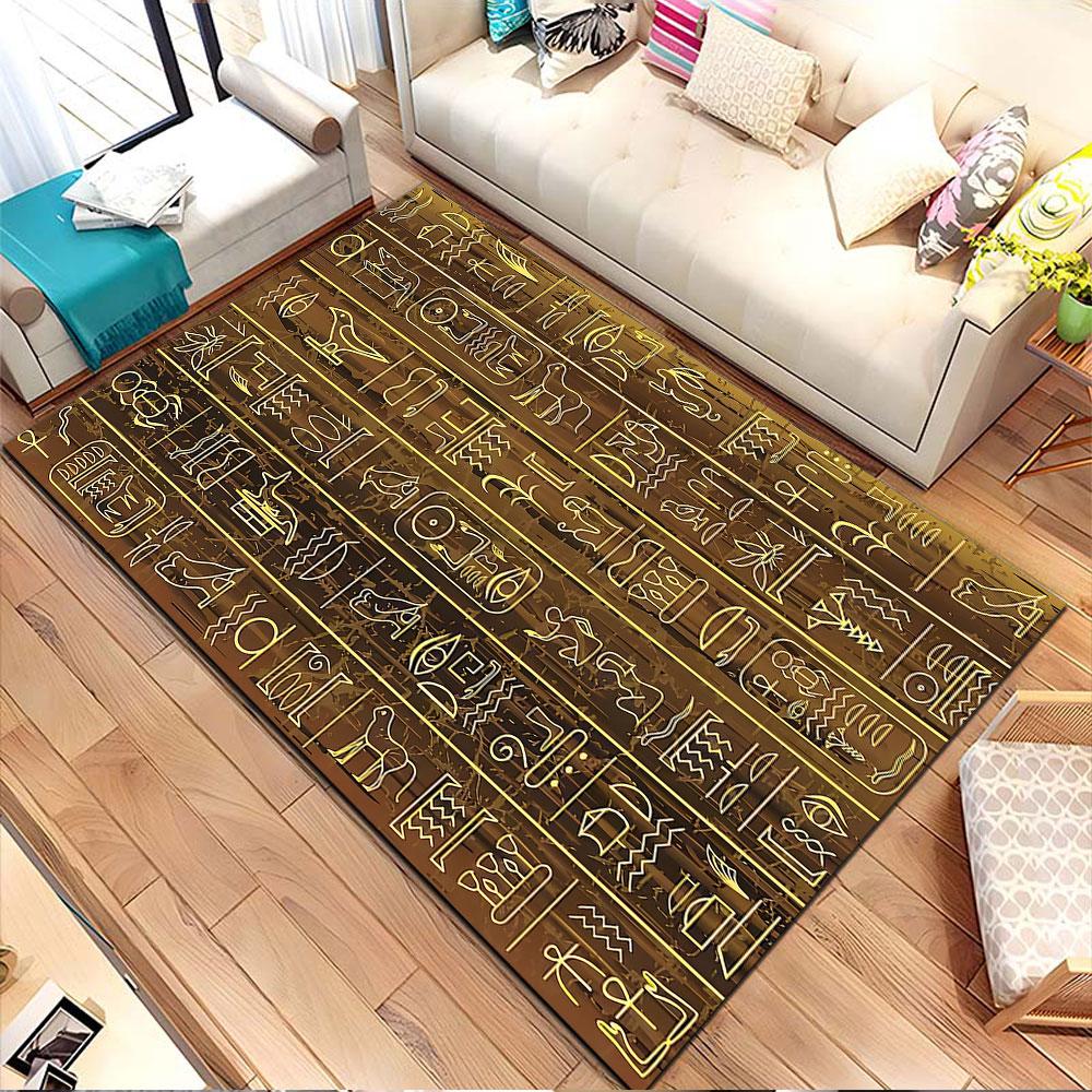 Ancient Egyptian Hieroglyphics Design Patterned carpet, non slip mat suitable for living room and bedroom sofas