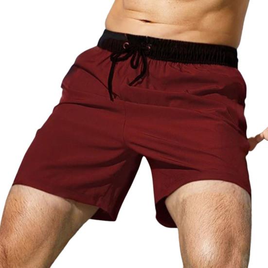 Men Summer Shorts Elastic Waist Adjustable Drawstring Beach Shorts with Pockets Double Layer Work Gym Athletic Shorts