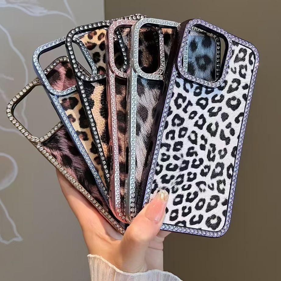 Роскошный чехол с леопардовым принтом для iPhone 16 Pro, покрытие Bling Diamonds, чехол Funda для iPhone 16 Pro Max 16Plus 15 14 13 12 11 Shell