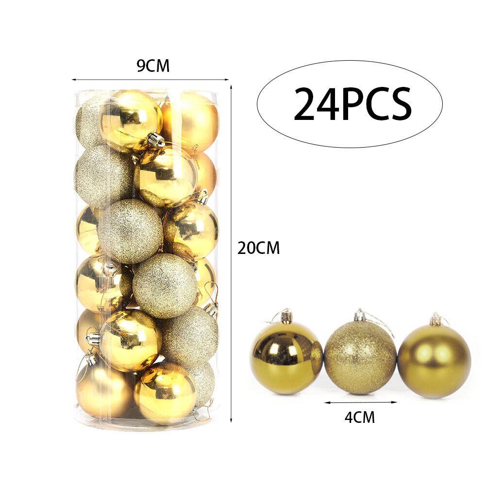 8 СМ 24 ШТ. Рождественские Подвесные Шаровые Украшения Небьющиеся Рождественские Елочные Украшения Комплект Рождественские Украшения Шары для Праздника Свадьбы Декор