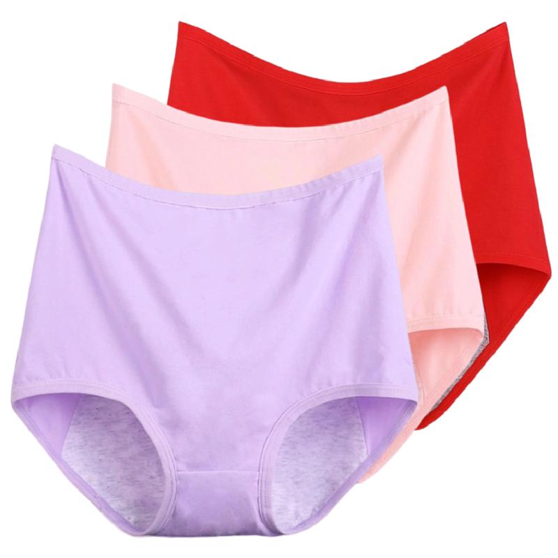 3Pieces/Lot Ladies' Panties Menstrual Leak-proof Underwear Physiological Pants Women's Briefs Plus Size XL XXL 3XL 4XL 5XL 6XL
