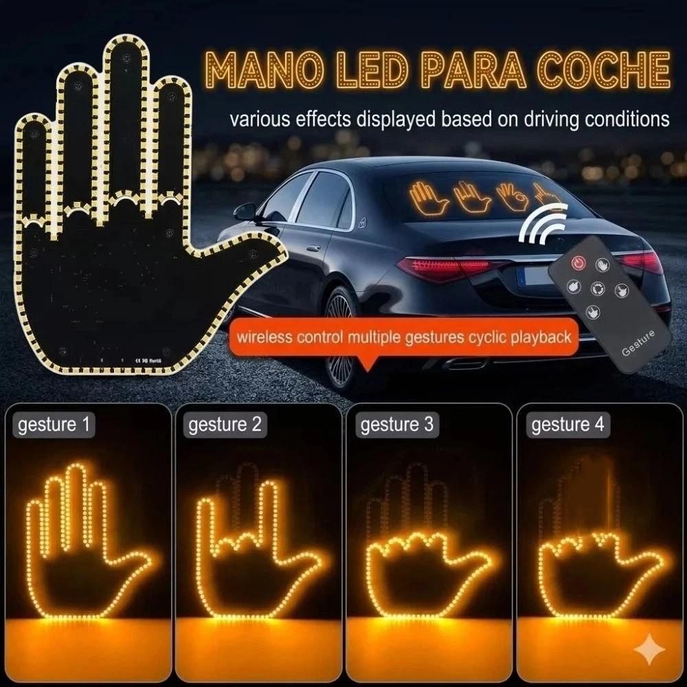 Funny Finger Gesture Lights Five Finger Shaped Glow Panel Signs Hand Lamp Road Rage Signs