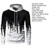 Spring Fall Men Sport Hoodie 3D Contrast Color Printing Drawstring Hooded Long Sleeves