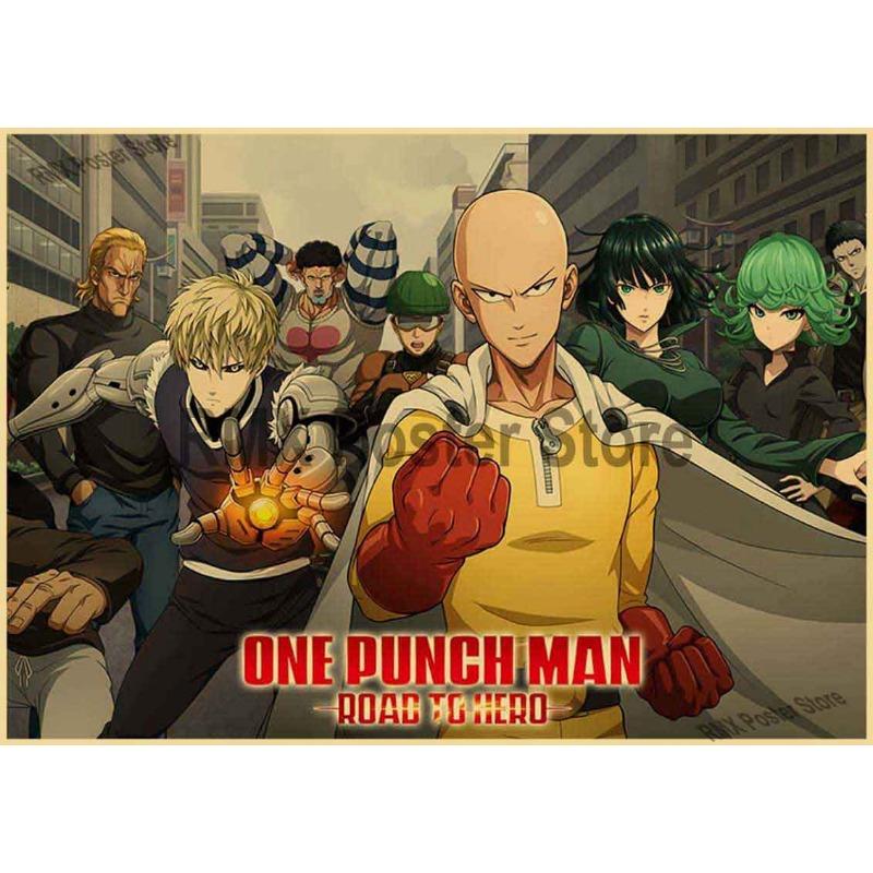 One Punch Man Posters Aesthetic Home Decor HD Print Pictures Living Room Bar Cafe Wall Art Painting Kraft Paper Anime Poster