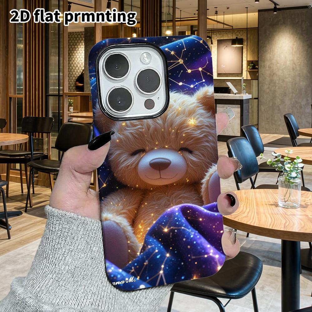 Phone Case: 2D flat design suitable for iPhone 18 17 16 15 14 13 Pro film protective case, couple style, sleepy little bear, Christmas and Halloween g