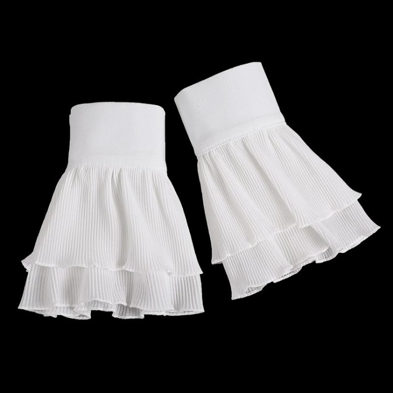 Womens Detachable Wrist Ruffle Cuffs Ladies White Flared False Sleeves For Sweater Dress Wrist Arm Cover Gloves