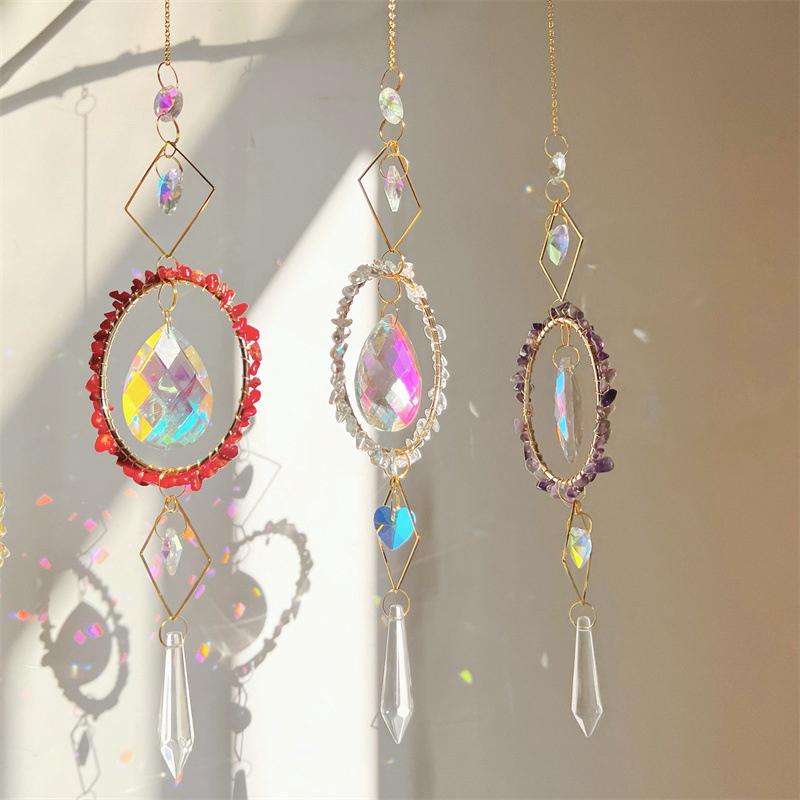 Crystal Suncatcher Wind Chimes Decoration Outdoor Garden Wind Music Rainbow SunCatcher Pendant Wall Hanging Ornament Home Decor