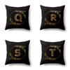 Полиэстеровая наволочка Черный Золотой Цветок Домашнее Украшение Принт Наволочка 26 Английская Буква Наволочка
