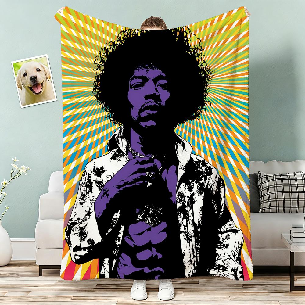 Guitarist JJimi HHendrixS Throw Lightweight g Flannel Blanket Soft Skinfriendly for Summer Cooling