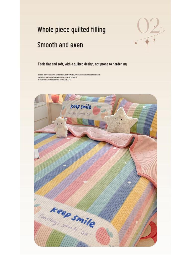 Утолщенное бархатное стеганое одеяло и покрывало, набор из 3 предметов: Теплое зимнее постельное белье и наматрасник