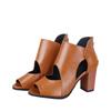 Chunky Heel High Heeled Sandals Woman Platform Shoes Peep Toe Sexy Front Hollow Out Female Summer Heels 2Black Brown