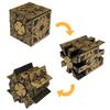 Lunari Puzzle Box Cube with Base, 3D Square, Interior Display, Antique Collection