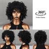 MISS WIG Короткие черные волосы, афро-кудрявые вьющиеся парики с челкой для чернокожих женщин, пушистые синтетические африканские парики с омбре