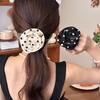 Textured Polka Dot Camellia French Rose Hair Tie: Elegant Elastic Band for Half Updos, Women's High-End Hair Accessory.