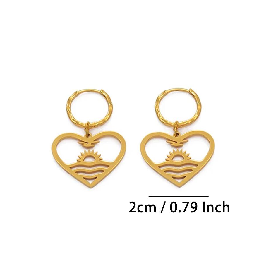 Anniyo Kiribati Earrings for Women Girls Gold Color and Stainless Steel Kiribati Earring Island Style Jewelry #068121