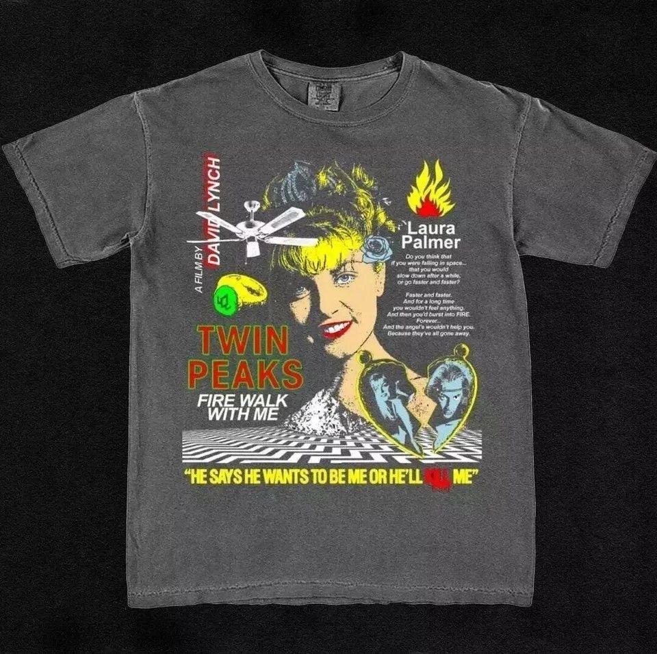 Horror Movie Themed Print Tshirt Tv Drama Twin Peaks T Shirts Summer New Vintage Casual And Fashionable Loose Tshirt Unisex