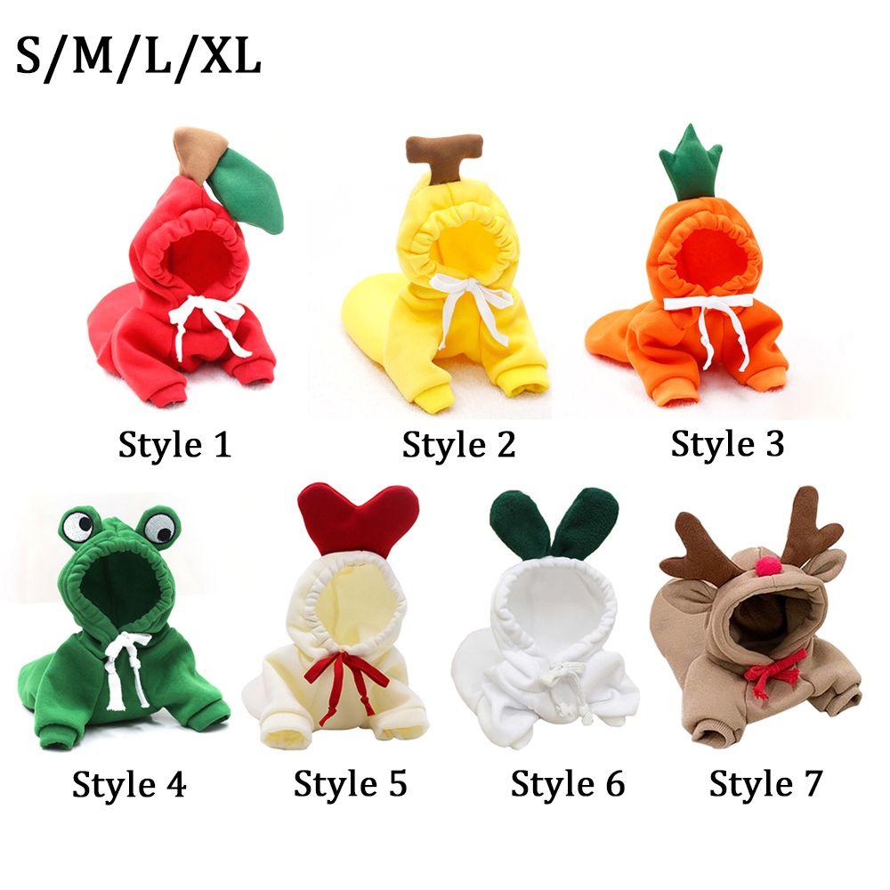 Новый зимний наряд, костюм для животных, зимняя одежда для собак, комбинезон для собак, пальто для щенков с фруктами, толстовка с капюшоном для домашних животных