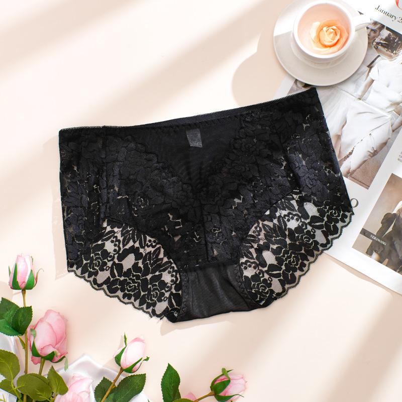 Женские сексуальные красные кружевные трусики больших размеров с цветочной сеткой - мягкое, дышащее и удобное нижнее белье с высокой талией