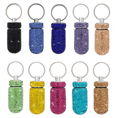 Алюминиевый сплав, полный горный хрусталь, коробка для таблеток, сверкающий тонкий держатель для таблеток, органайзер для лекарств, бутылка