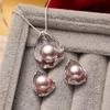 LSOOYH Shell Design Natural Freshwater Pearl Earrings Jewelry Sets CZ Cubic Zirconia Necklace Sets