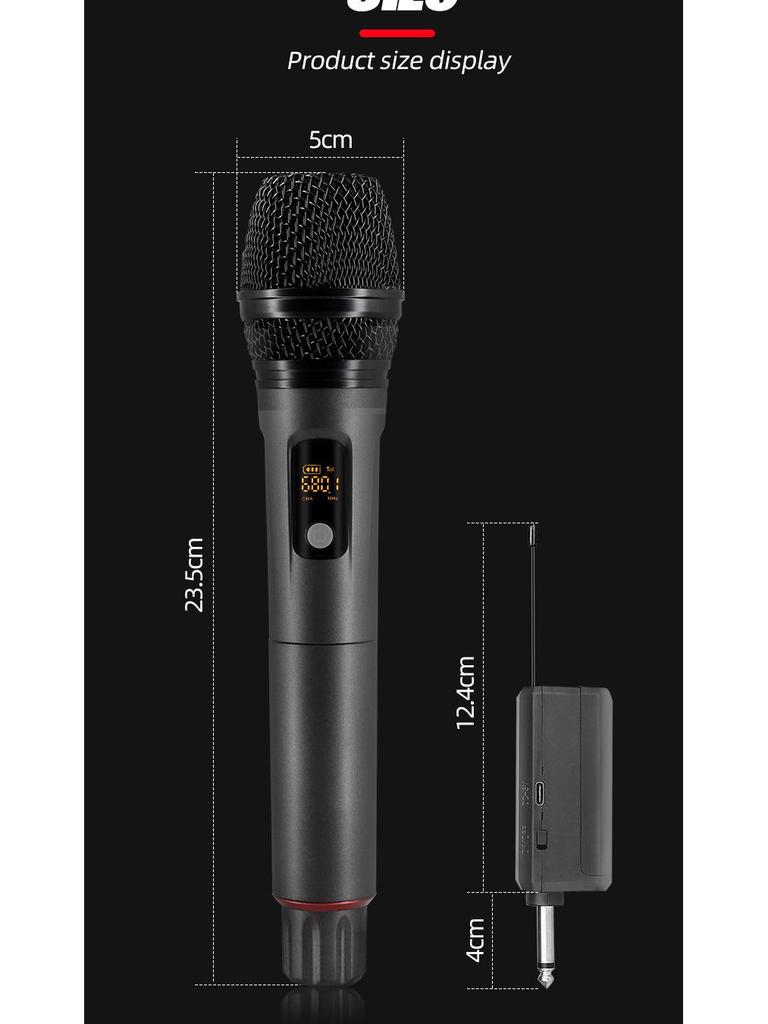 Rechargeable Dual Wireless Microphone Set for Stage, Home, KTV, Outdoor Events, and Conferences
