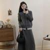 Plus Size Women's Autumn Outfit: Slimming Pear-Shaped Skirt, Relaxed Three-Piece Set