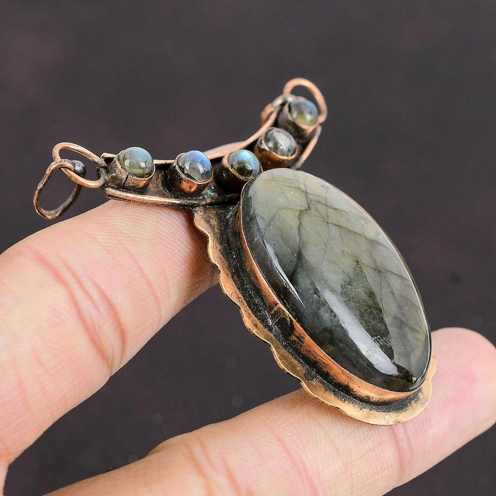 Подвеска из лабрадорита Медные украшения Кулон ручной работы Медный кулон Уникальный кулон для подарка Ювелирные изделия из лабрадорита Подвеска из драгоценного камня высшего качества