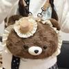 Мультяшный плюшевый рюкзак с мордой медведя, уличный модный дизайн, наплечная сумка для женщины, кавайная сумка в стиле лолиты, подарок для девочки