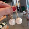 1 Pair Hook Earrings Bling Rhinestone Golden Iridescent Elegant Temperament High Gloss Faux Pearl Drop Earrings Fashion Jewelry
