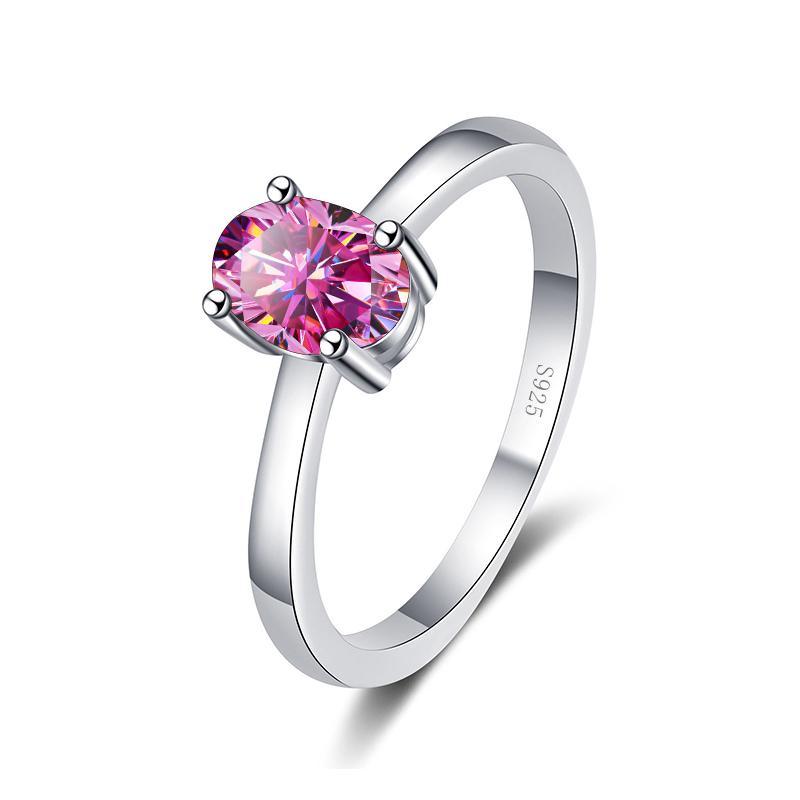 Bague Ringen D Цвет Овальный Муассанит 1 Карат Вечное Кольцо Стерлингового Серебра S925 С Платиновым Покрытием Женские Роскошные Обручальные Ювелирные Изделия