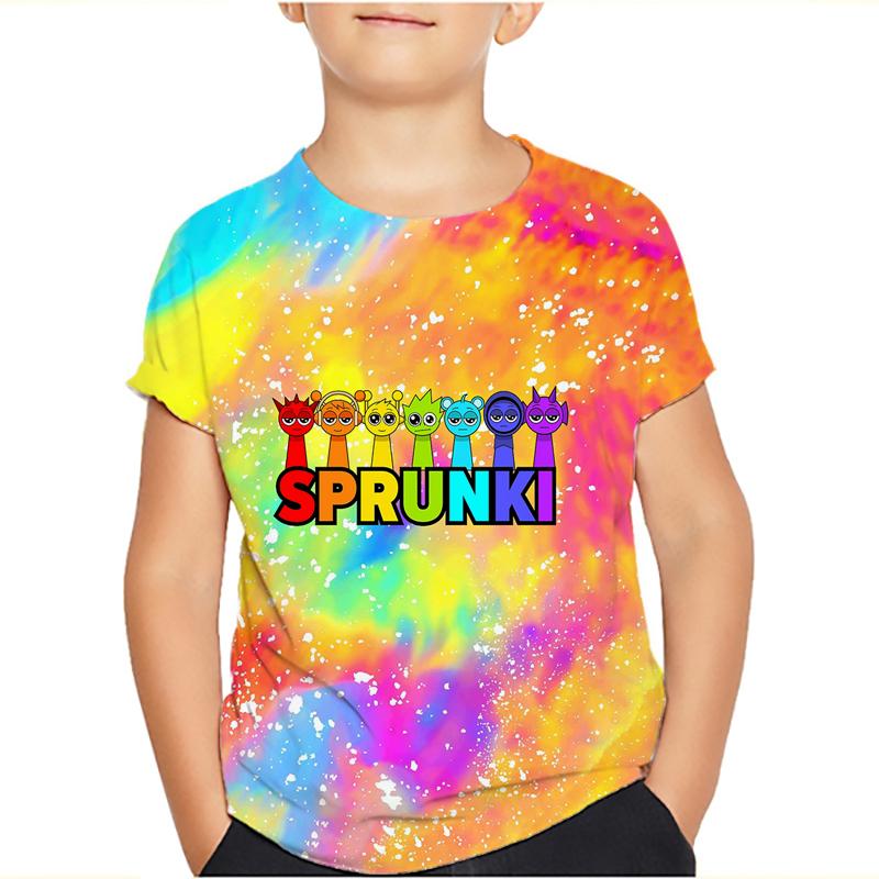 Sprunki Incredibox Детская футболка для девочек Игровые летние топы для малышей Футболки для малышей Детская одежда Футболки с героями мультфильмов Повседневная одежда с коротким рукавом