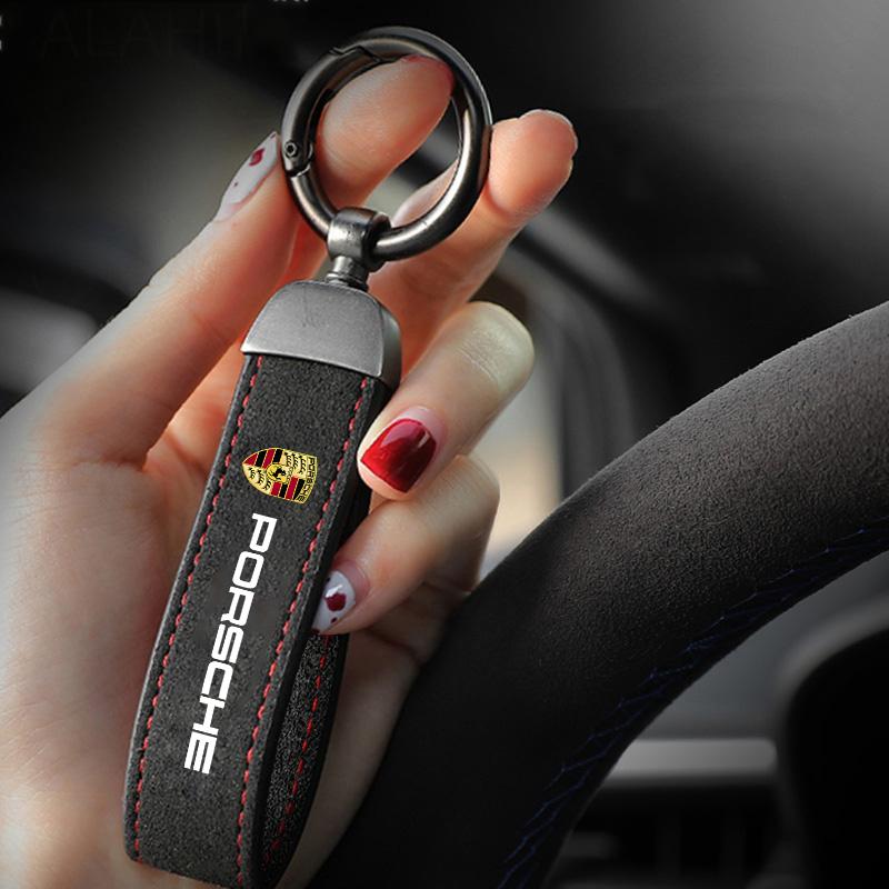 Новый брелок-подвеска из замши для автомобиля, брелок, подарки для Porsche Cayenne Panamera Macan 911 718 Taycan Boxster Cayman 918 Pajun