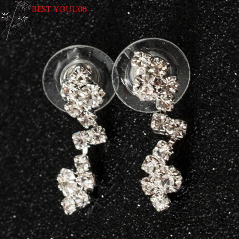 Hot 1set Shining Silver Bridesmaid Crystal Necklace Earrings Set Wedding Bridal Jewelry