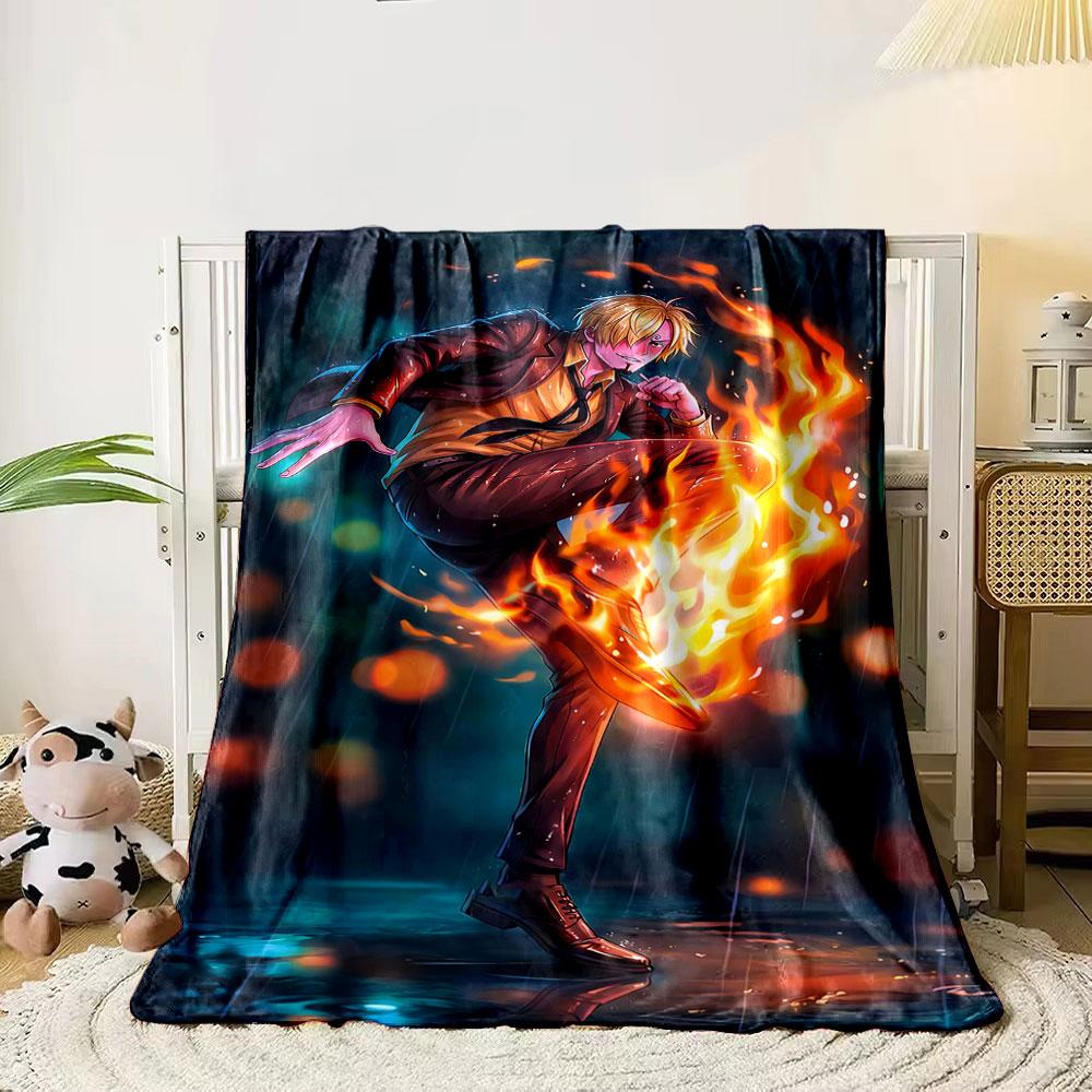 A dynamic flame kick in a rainy, glowing backdrop. for all seasons blanket lunch break throw gift