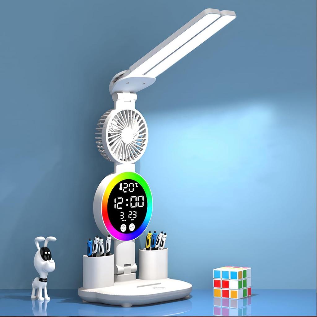 ZONJIE LED Desk Lamp - USB Rechargeable Study Desk Light with 3 Colour Mode and Dimmable Eye-Caring Reading Light Touch Control Office Desk Lamp with